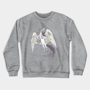 Unicorn Horses Pony Equine Equestrian Wings Winged Flying Yin Yang Crewneck Sweatshirt